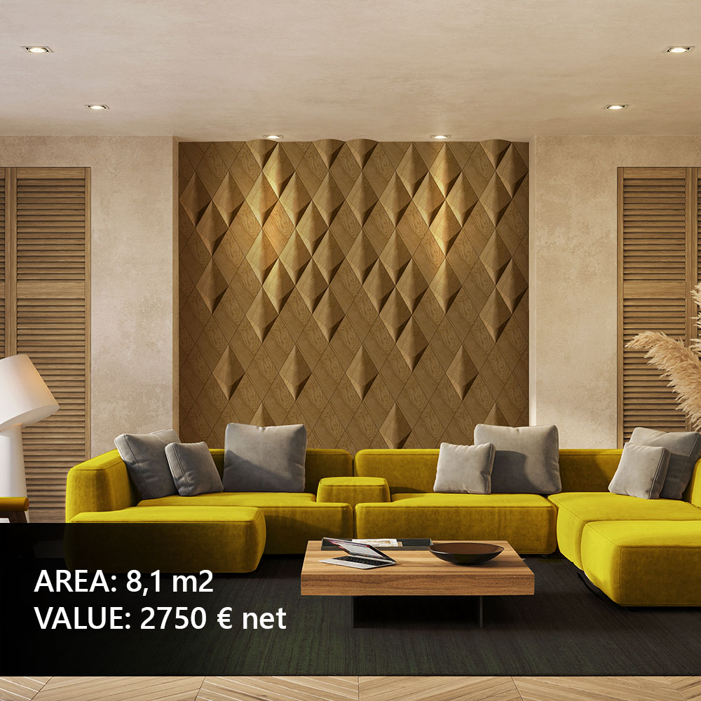 3D wall panels in a designer dining room