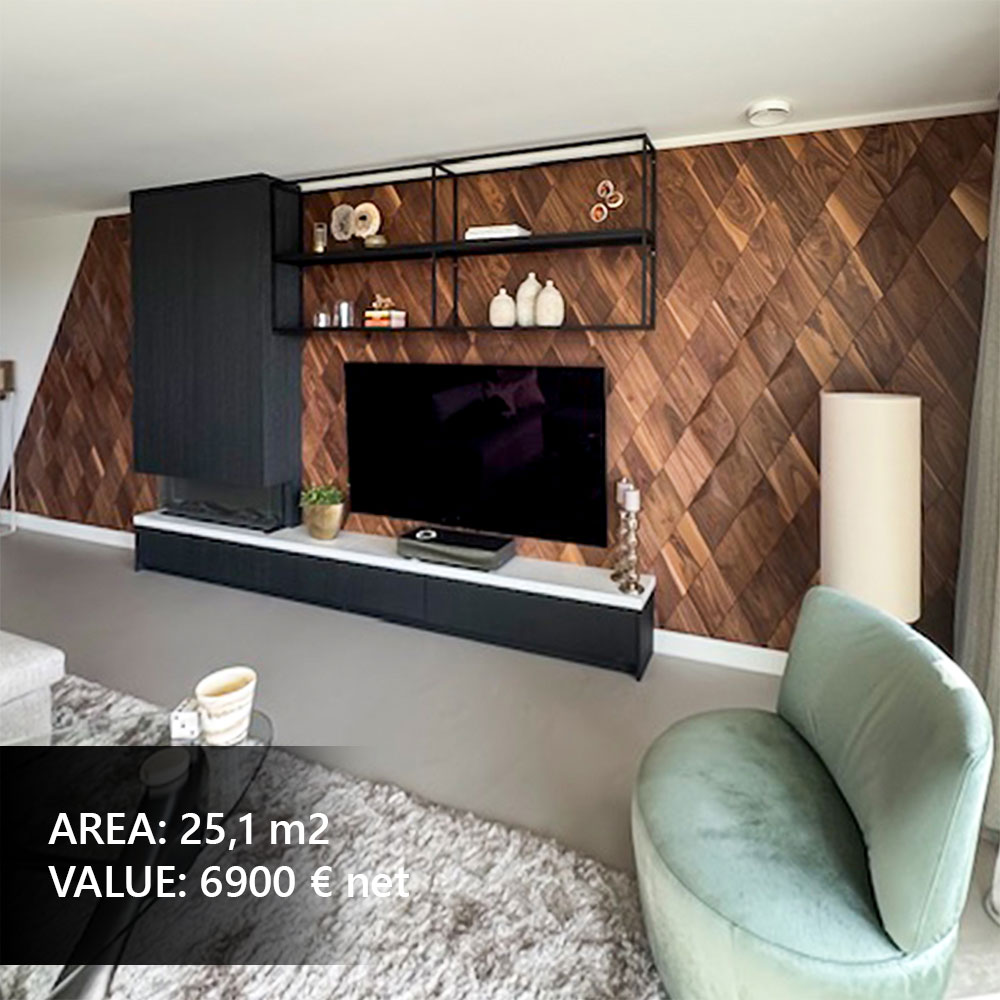 3D wall panels in a designer dining room