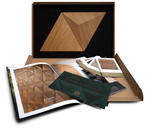 Photo of a box containing a sample of a pyramid panel