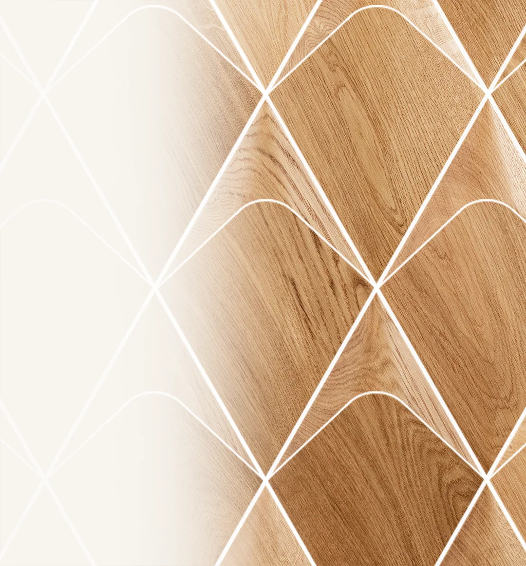 Close-up of a smooth oak wood wall panel with subtle arch-shaped milling and natural wood grain texture.