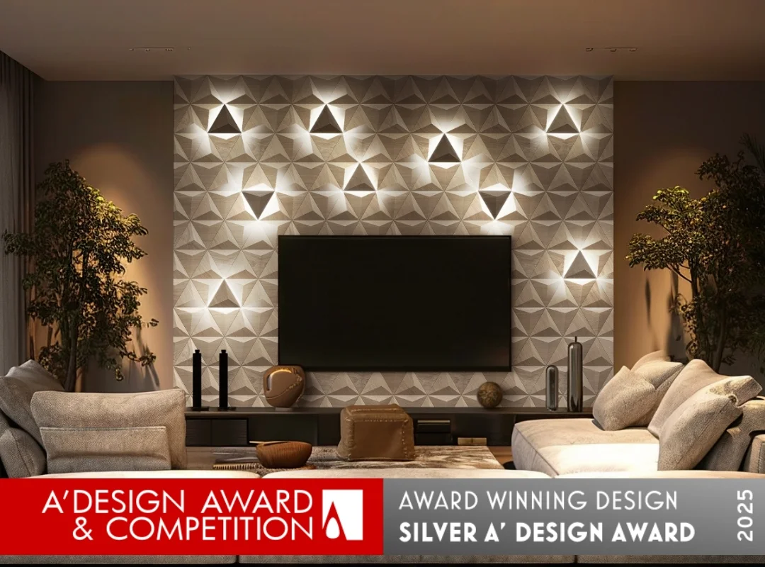 TV accent wall decorated with wooden wall panels and soft lighting