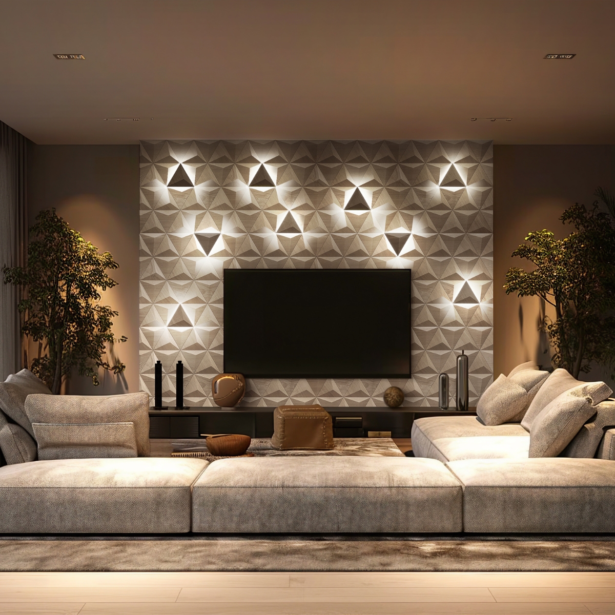 wall paneling with lights