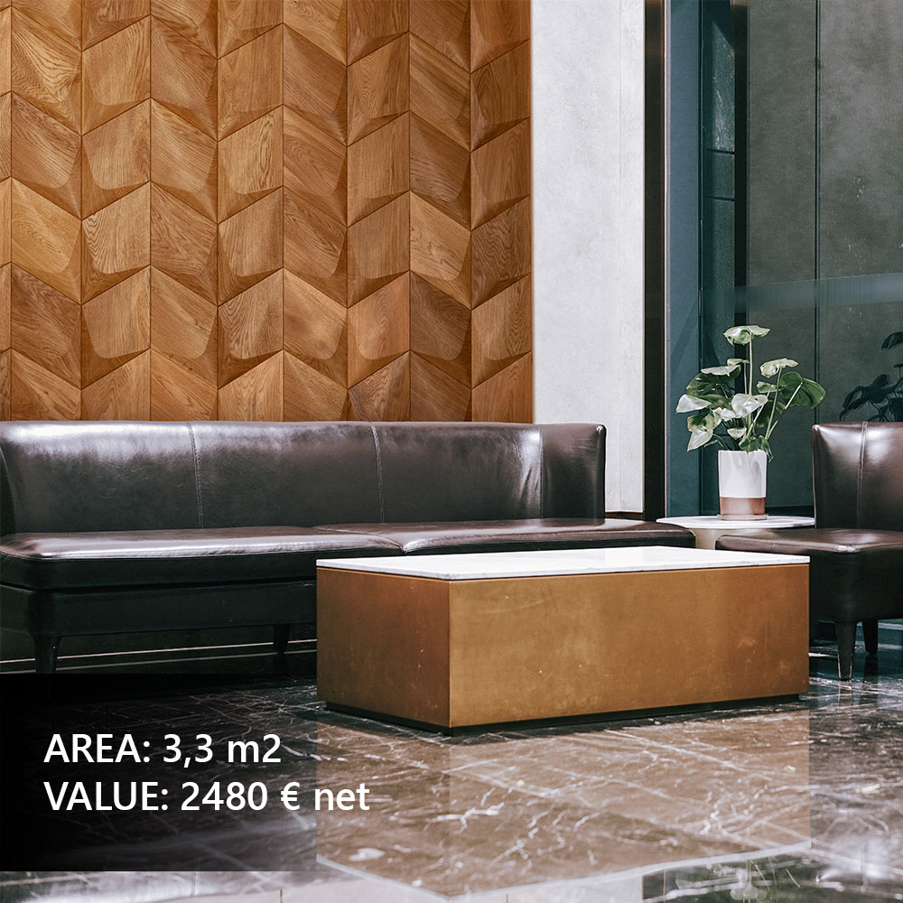 3D wall panels in a designer dining room