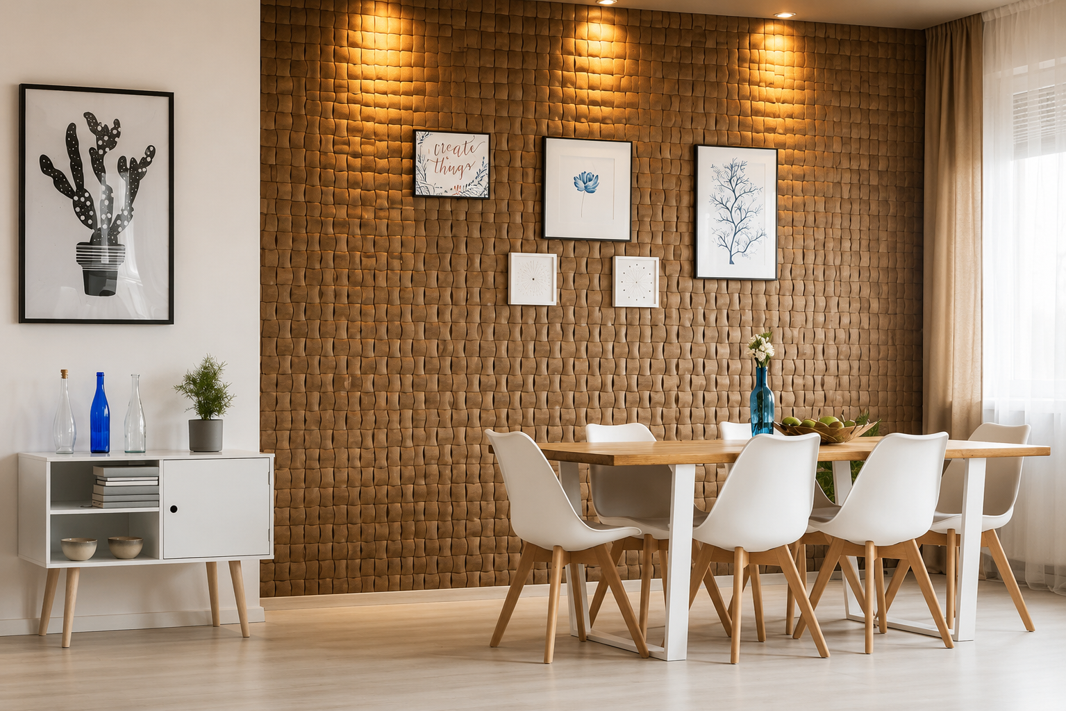 wooden panels with light
